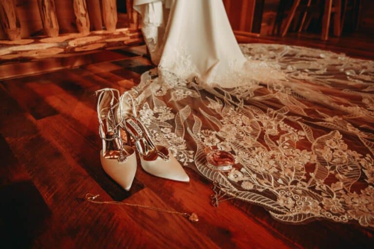 Wedding shoes and dress