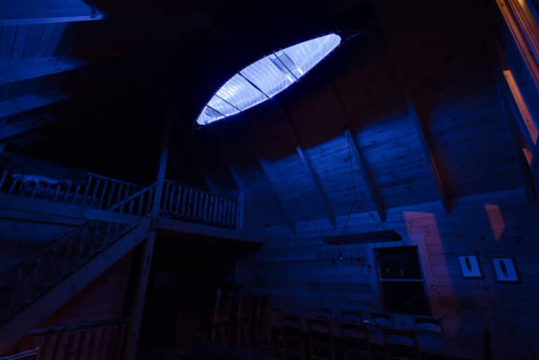 Stone Lake Lodge canoe at night